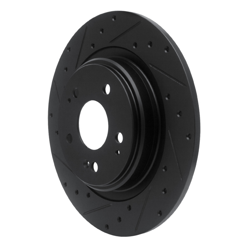 Acura MDX Brake Rotor (1) - Rear Left - R1 Concepts - Drilled & Slotted - Black - `17-`20